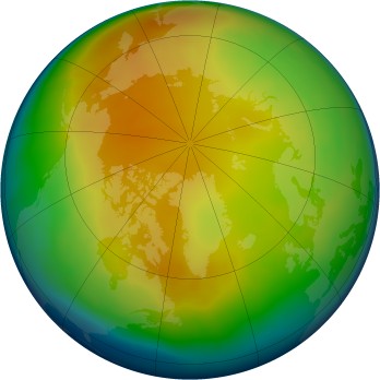 Arctic ozone map for 2013-01